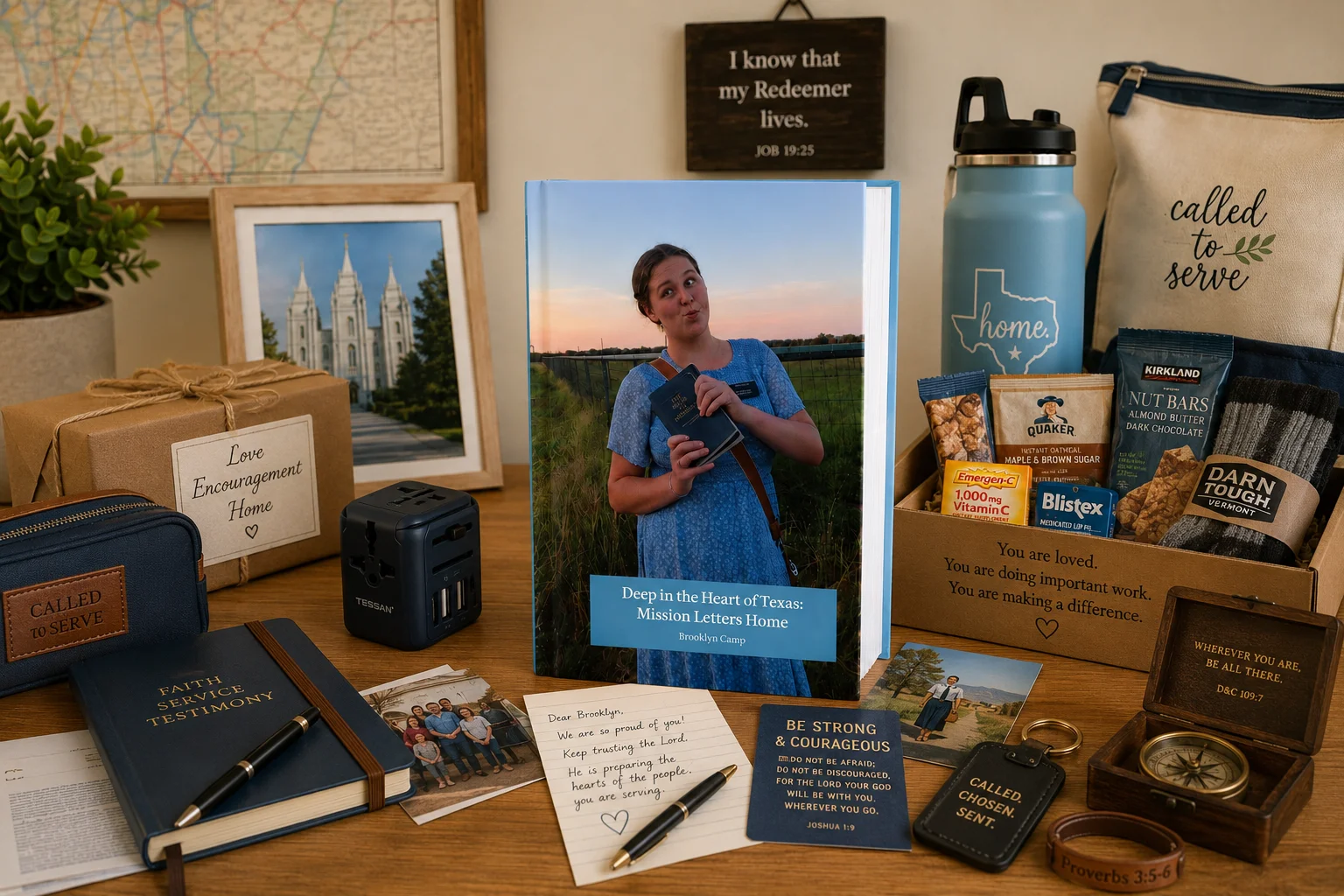 table covered with missionary gifts